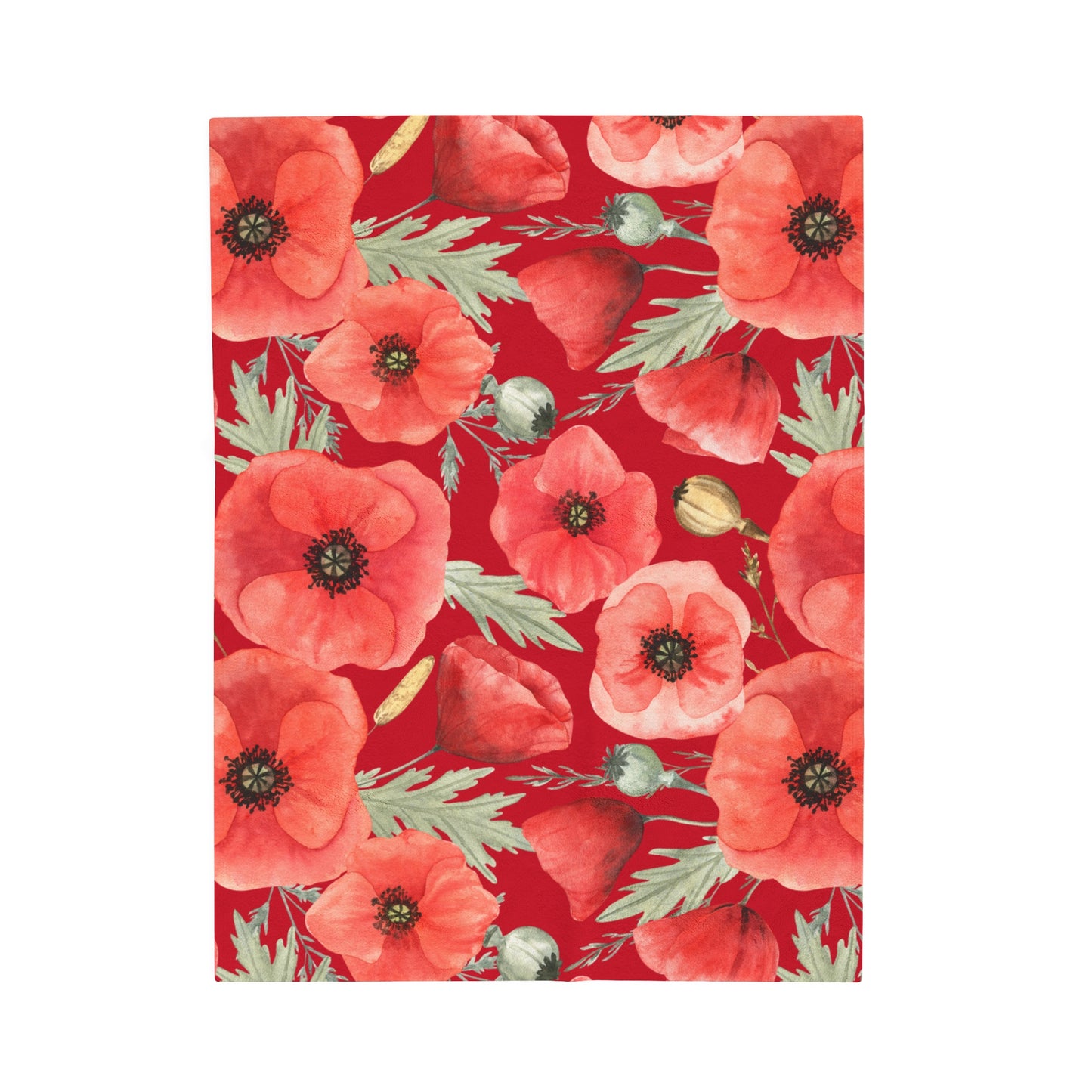 Poppies Velveteen Plush Blanket