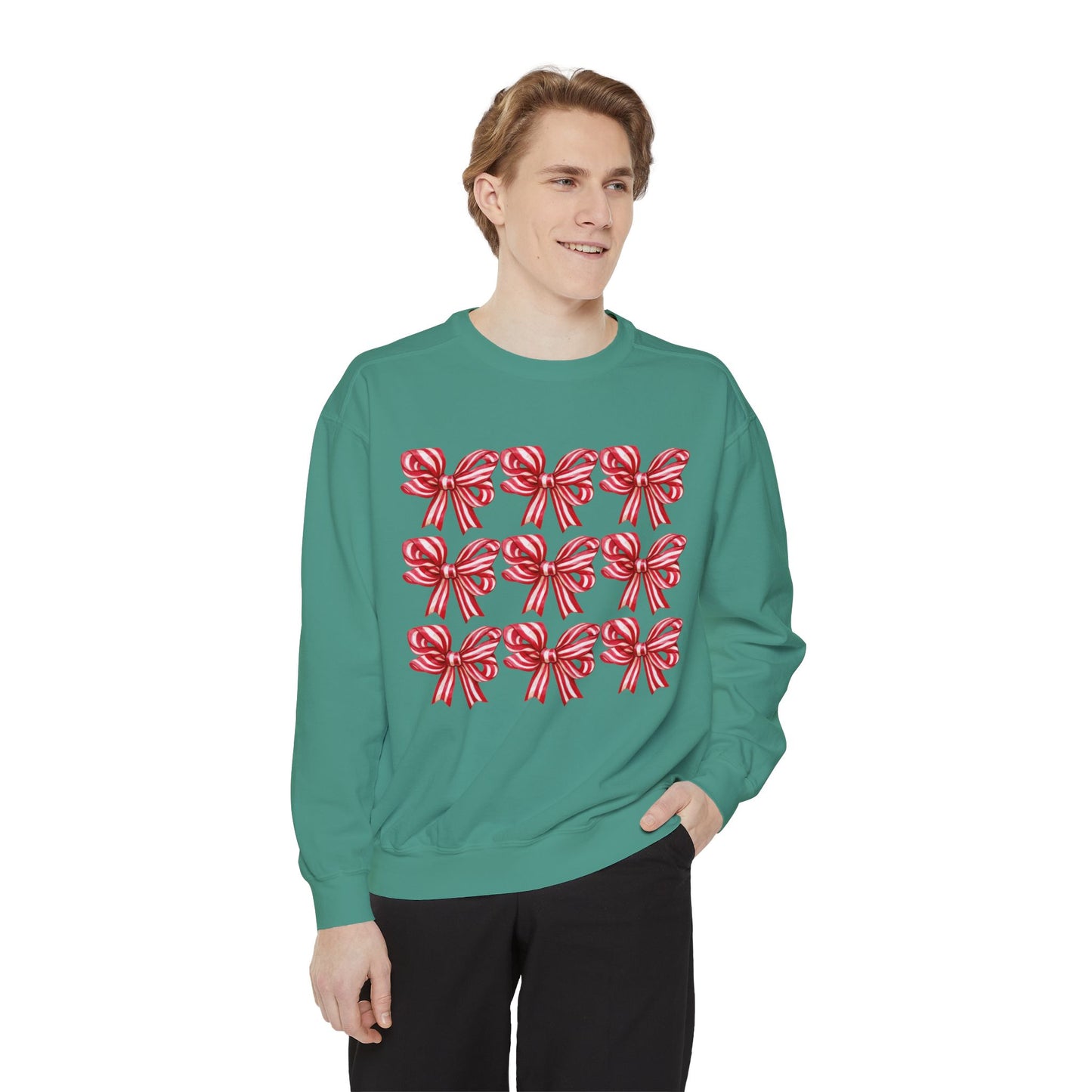 Holiday Bows Unisex Garment-Dyed Sweatshirt