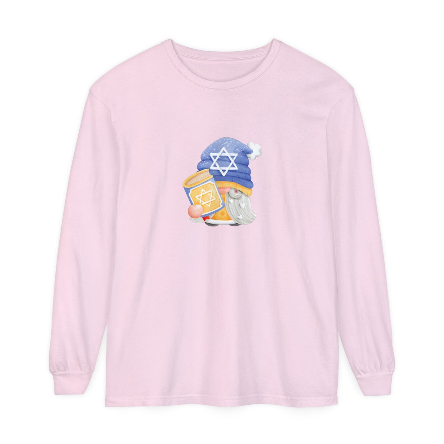 Hanukkah Gnomie Unisex Garment-dyed Long Sleeve T-Shirt