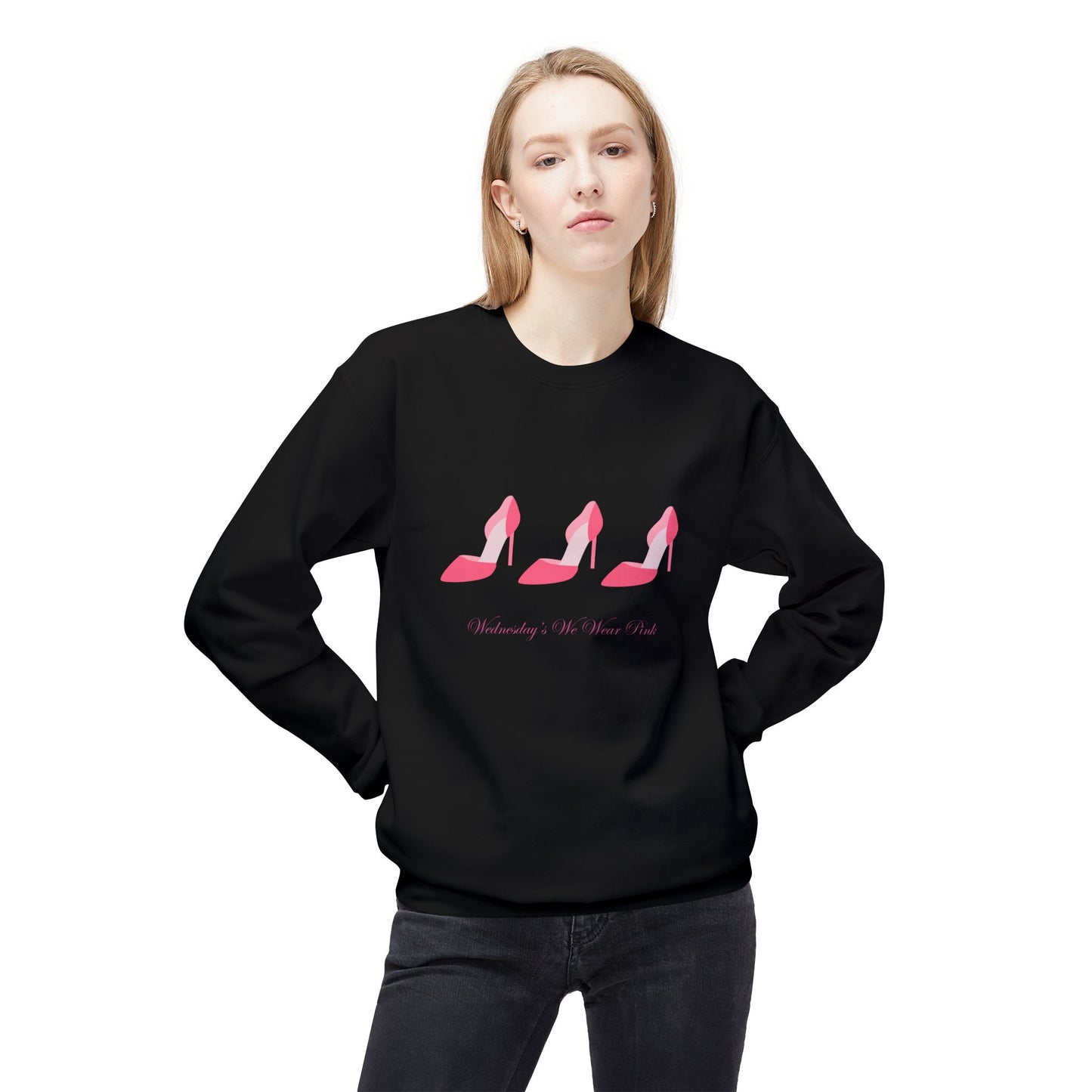 Wednesday Pink Unisex Midweight Softstyle Fleece Crewneck Sweatshirt