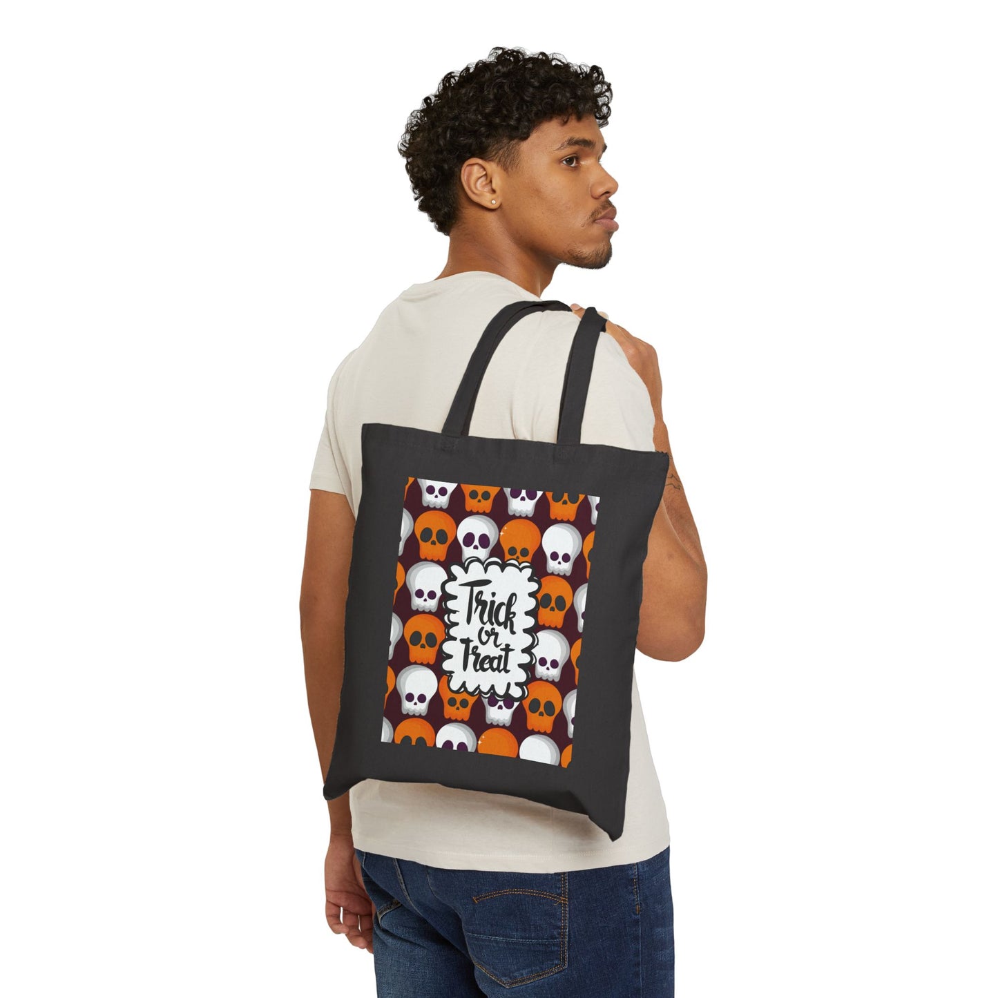 Skulls Trick or Treat Cotton Canvas Tote Bag