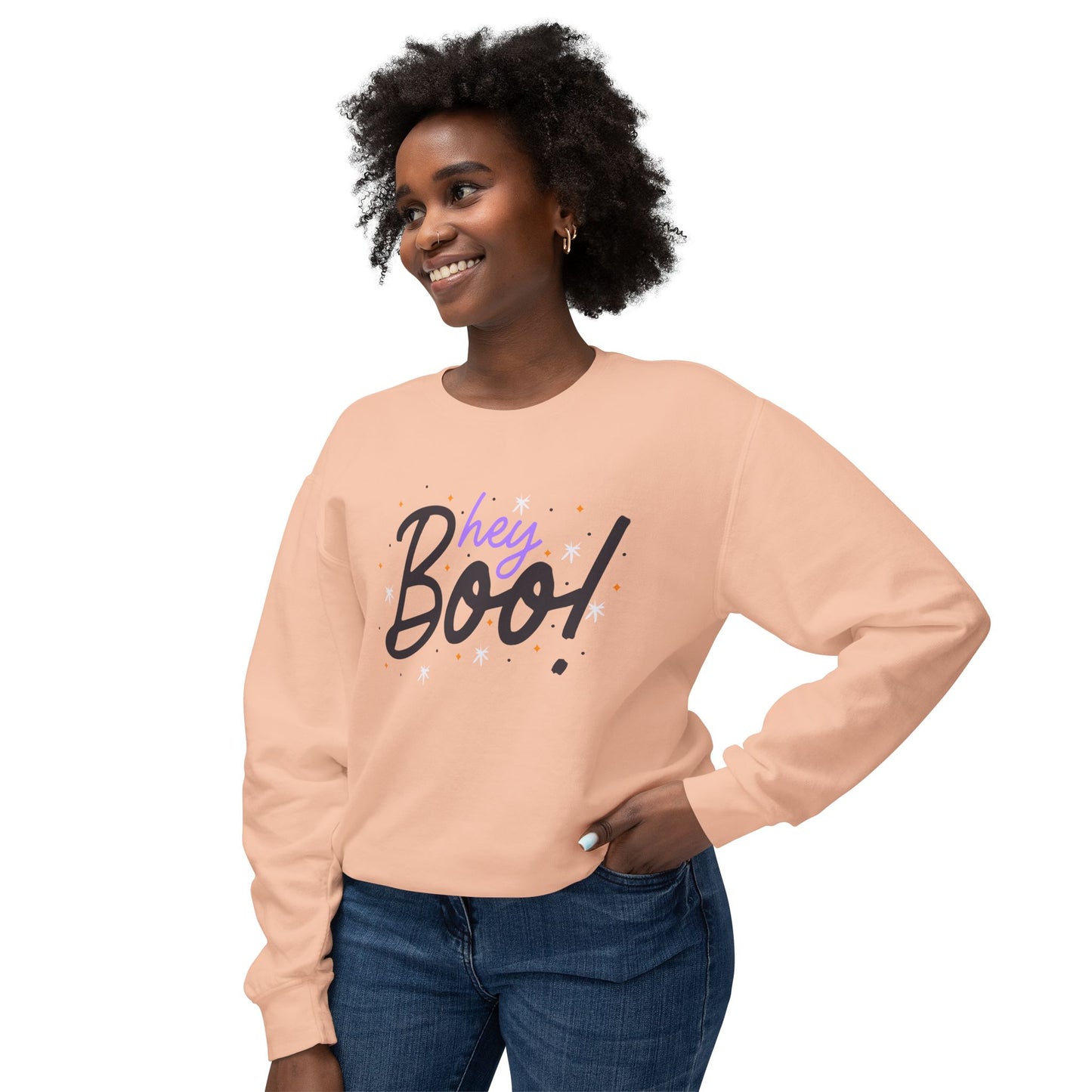 Hey Boo! Unisex Lightweight Crewneck Sweatshirt