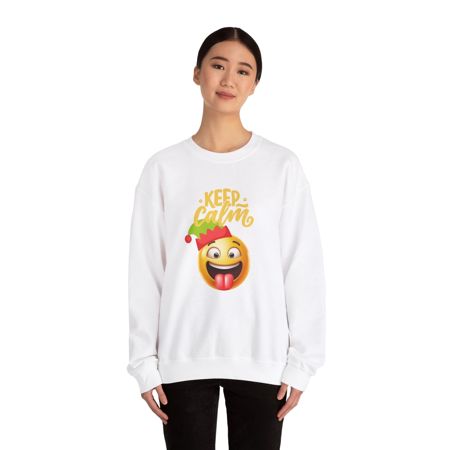 Keep Calm Emoji Christmas Unisex Heavy Blend™ Crewneck Sweatshirt