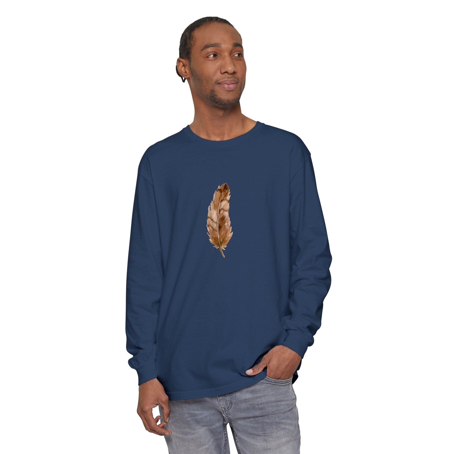 Hawk Feather Unisex Garment-dyed Long Sleeve T-Shirt