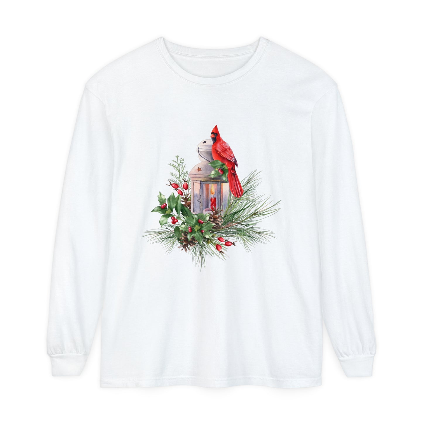 Winter Cardinal Unisex Garment-dyed Long Sleeve T-Shirt