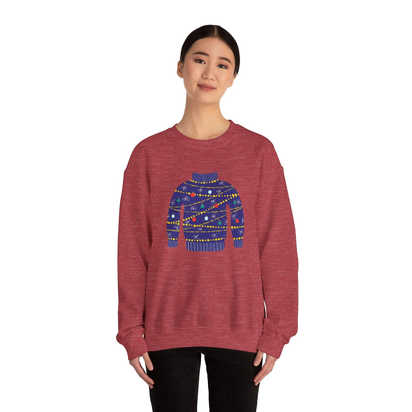 Ugly Blue Christmas Sweater Unisex Heavy Blend™ Crewneck Sweatshirt