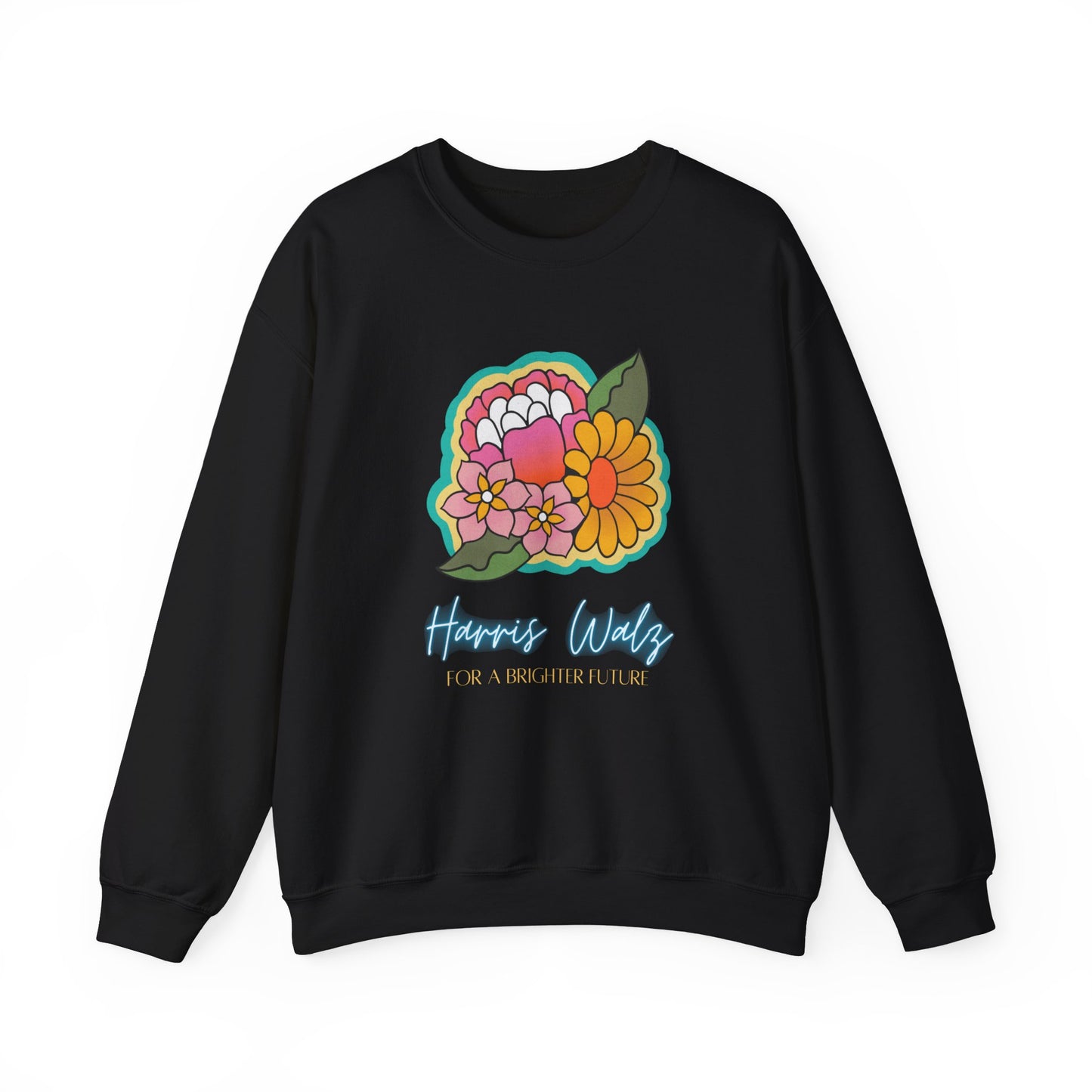 Retro Floral Harris Walz Unisex Heavy Blend™ Crewneck Sweatshirt