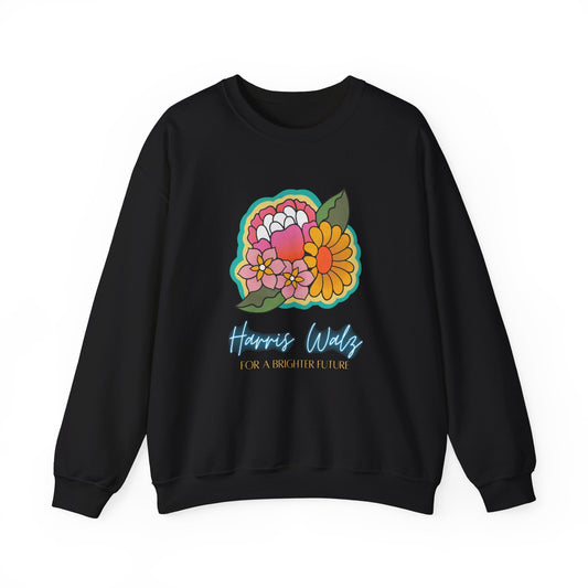 Retro Floral Harris Walz Unisex Heavy Blend™ Crewneck Sweatshirt