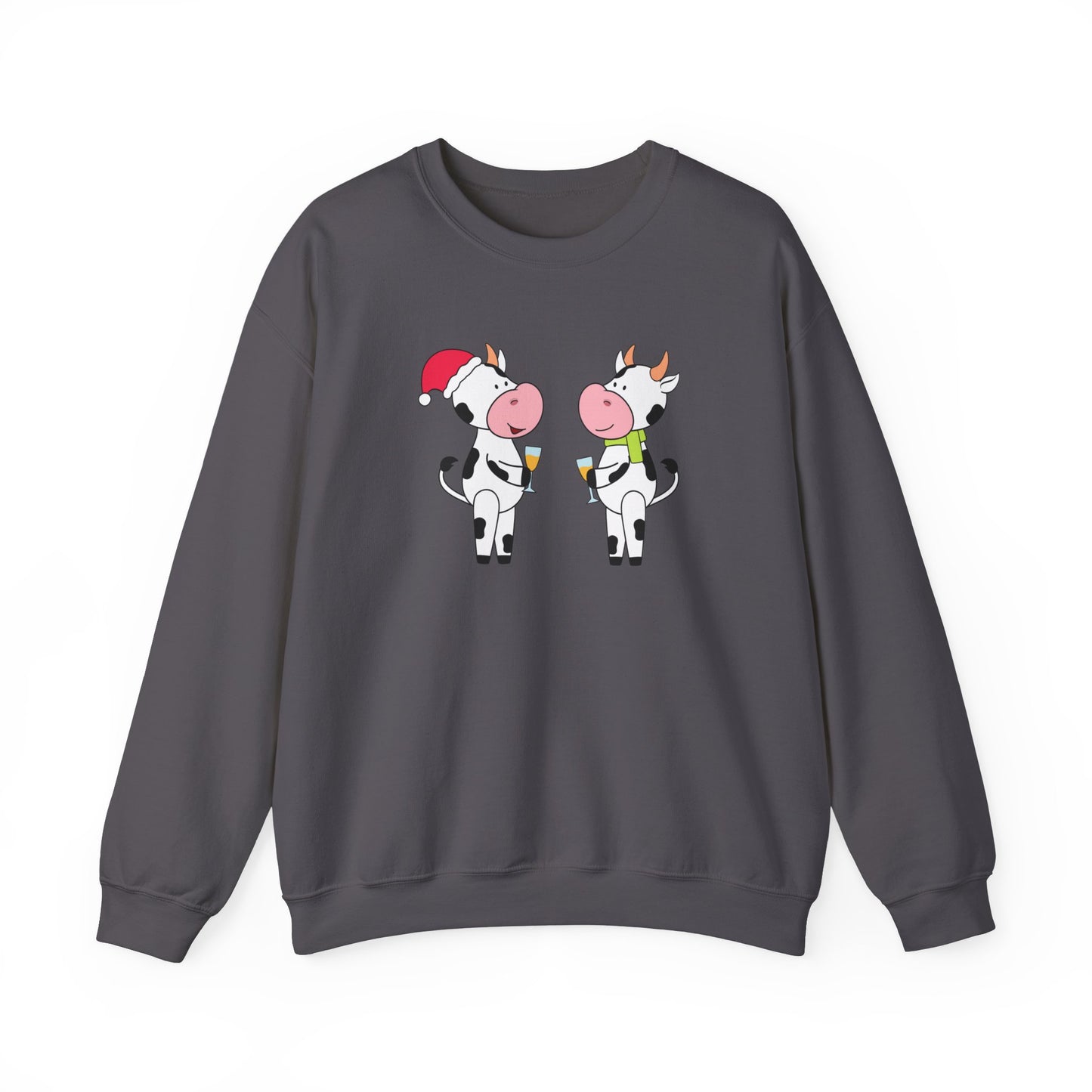 Christmas Party Perks Cow Meet Unisex Heavy Blend™ Crewneck Sweatshirt