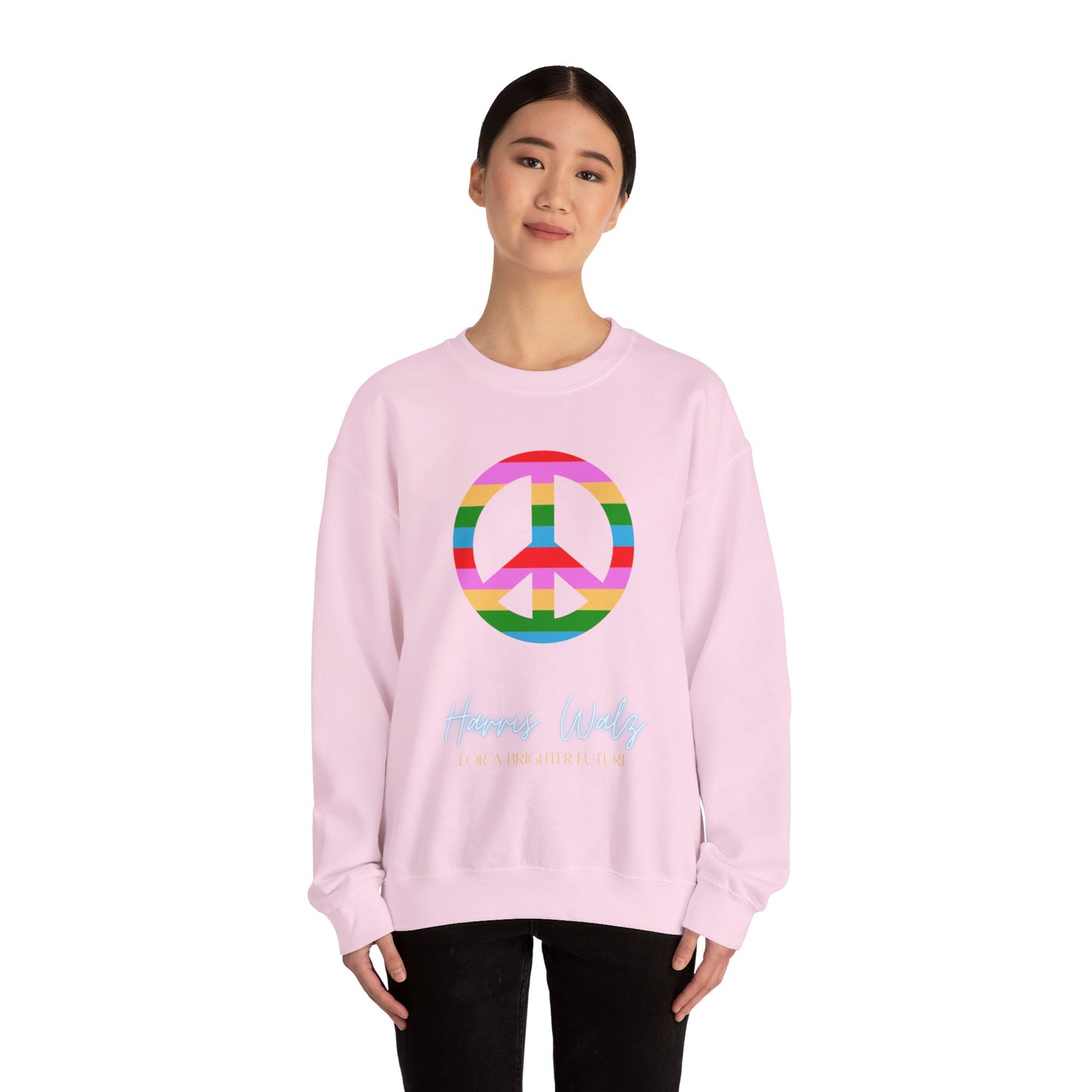 Retro Rainbow Peace Harris Walz Unisex Heavy Blend™ Crewneck Sweatshirt