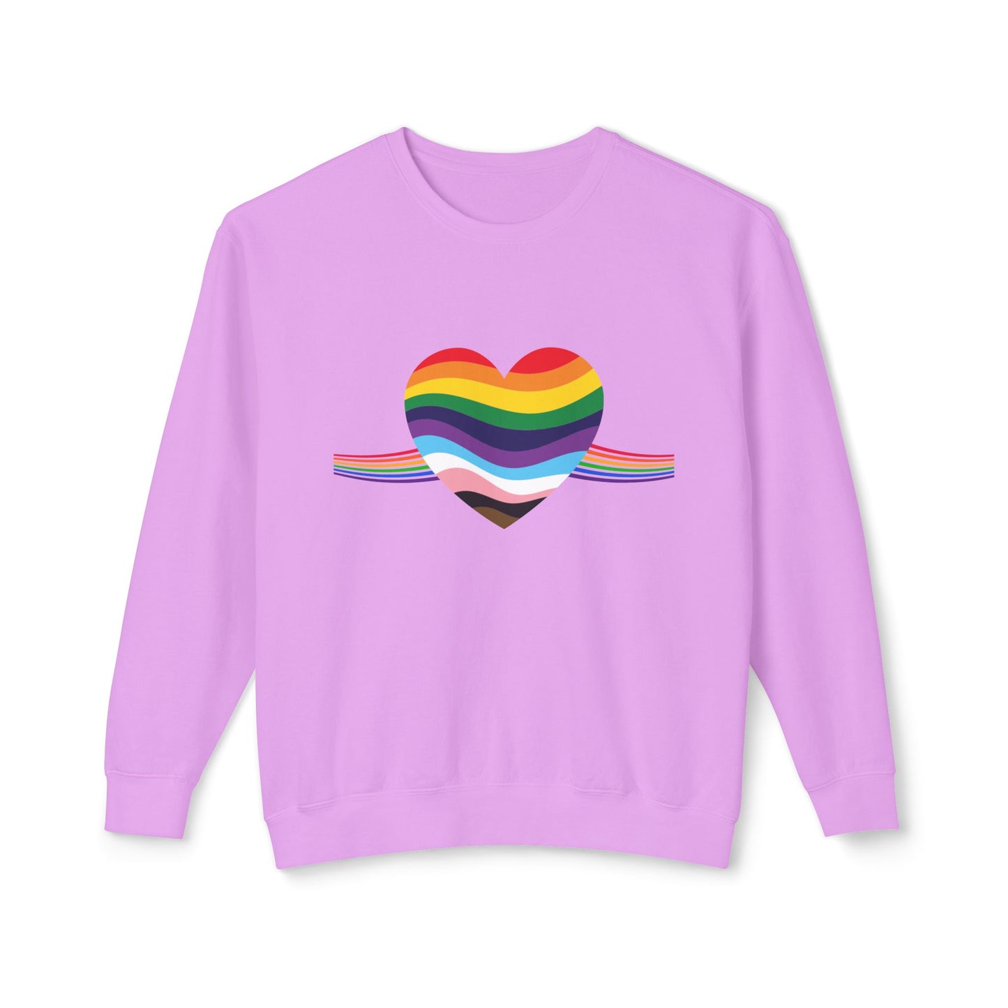 Rainbow Heart Unisex Lightweight Crewneck Sweatshirt