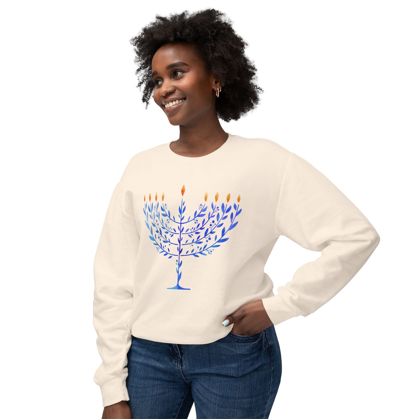 Leaf Blue Unisex Lightweight Crewneck Sweatshirt