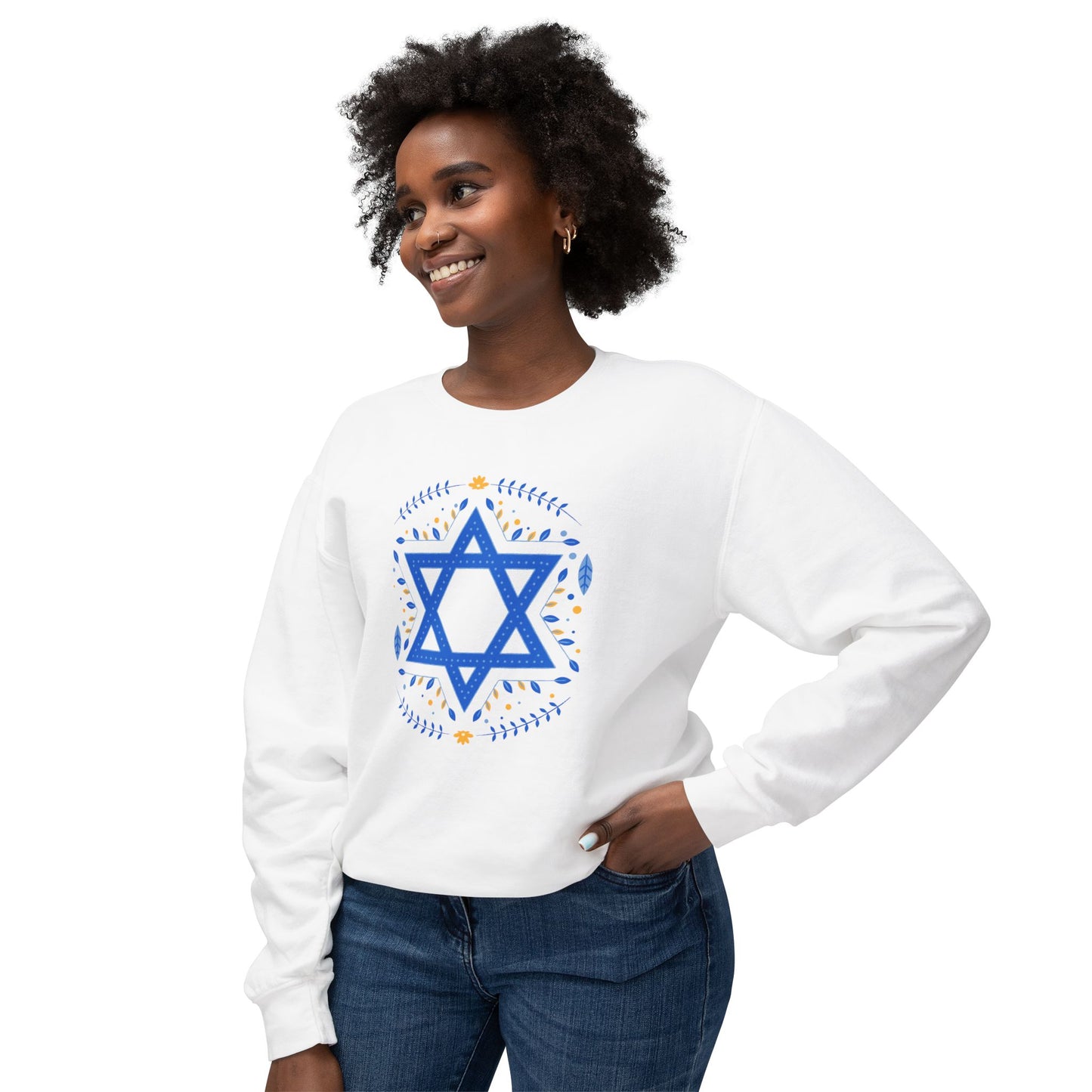 Hanukkah Star Unisex Lightweight Crewneck Sweatshirt