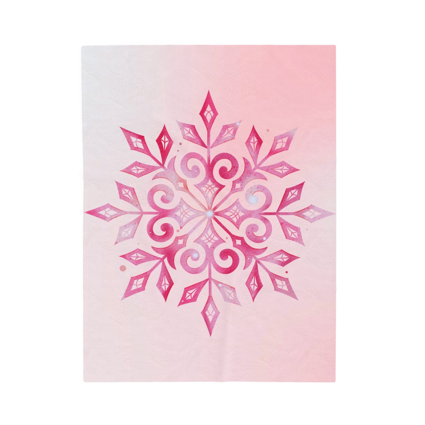 Pink Snowflake Velveteen Plush Blanket