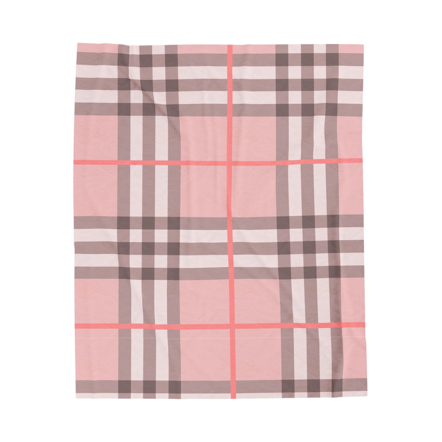 Pink Plaid Velveteen Plush Blanket