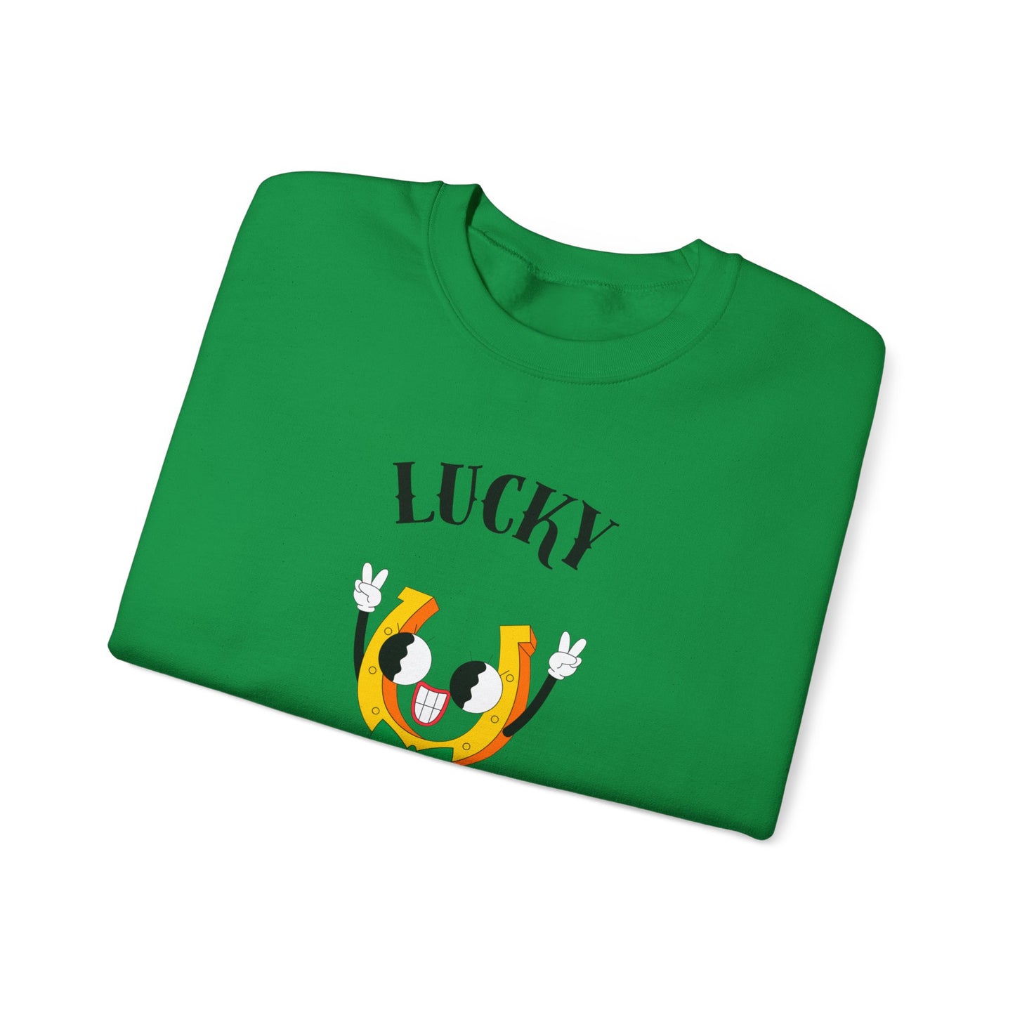 Lucky Cartoon Horseshe St. Patrick’s Unisex Heavy Blend™ Crewneck Sweatshirt