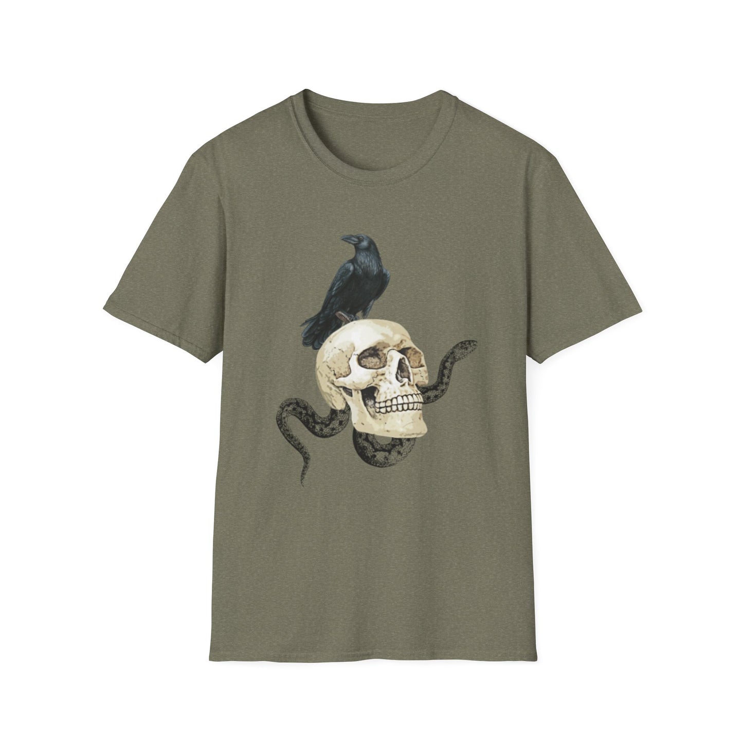 Snake Raven Skull Unisex Softstyle T-Shirt