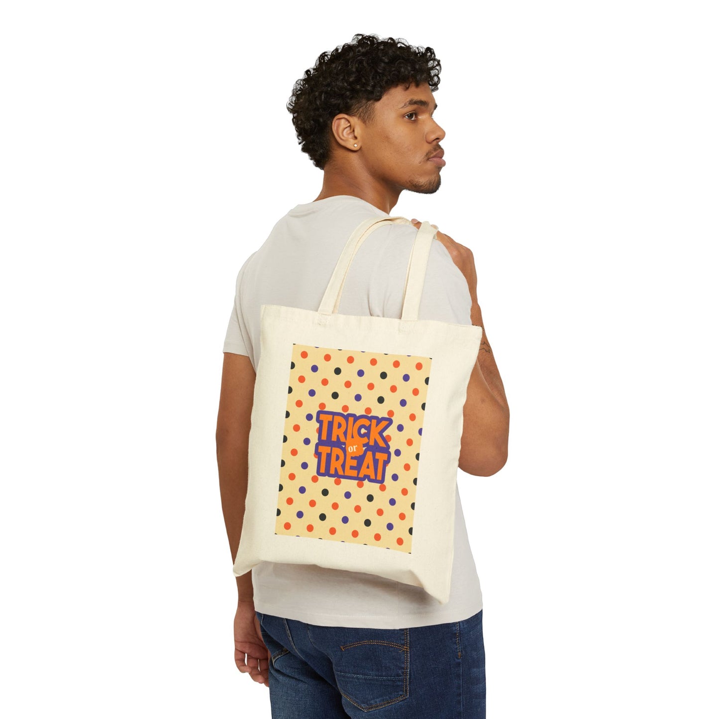 Dots Trick or Treat Cotton Canvas Tote Bag