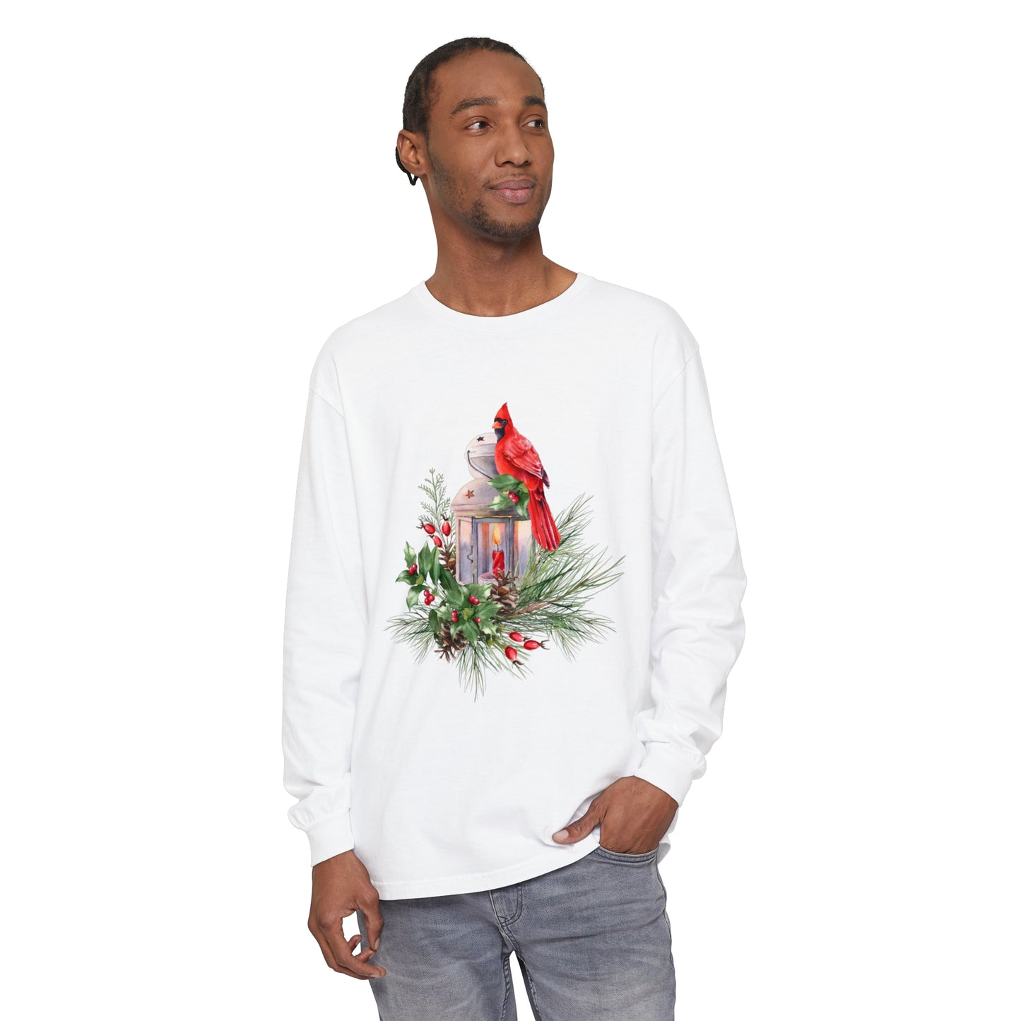 Winter Cardinal Unisex Garment-dyed Long Sleeve T-Shirt