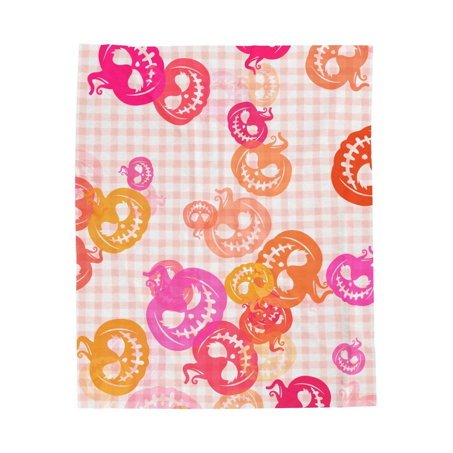 Plaid Neon Pumpkins Velveteen Plush Blanket