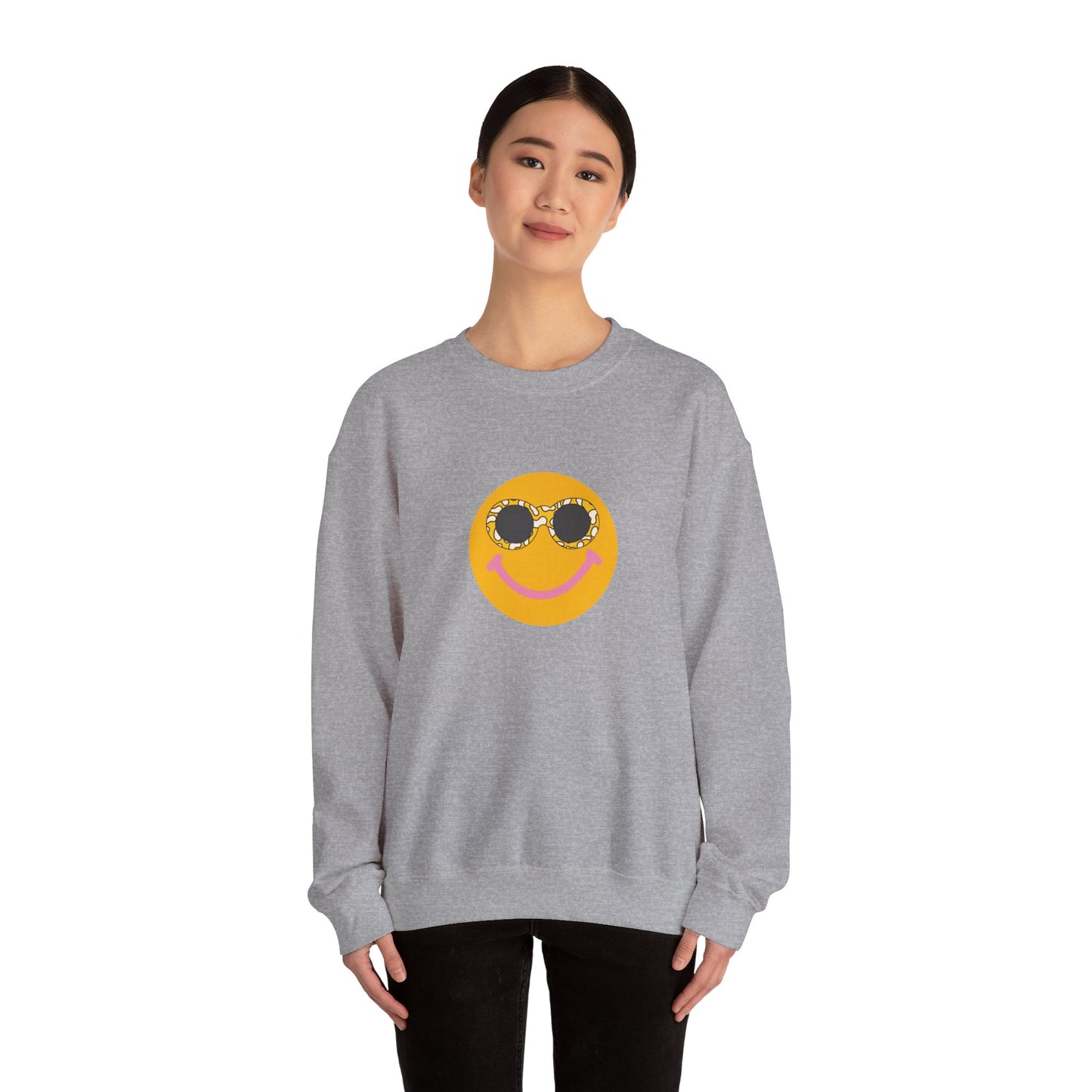 Hippy Happy Face Unisex Heavy Blend™ Crewneck Sweatshirt