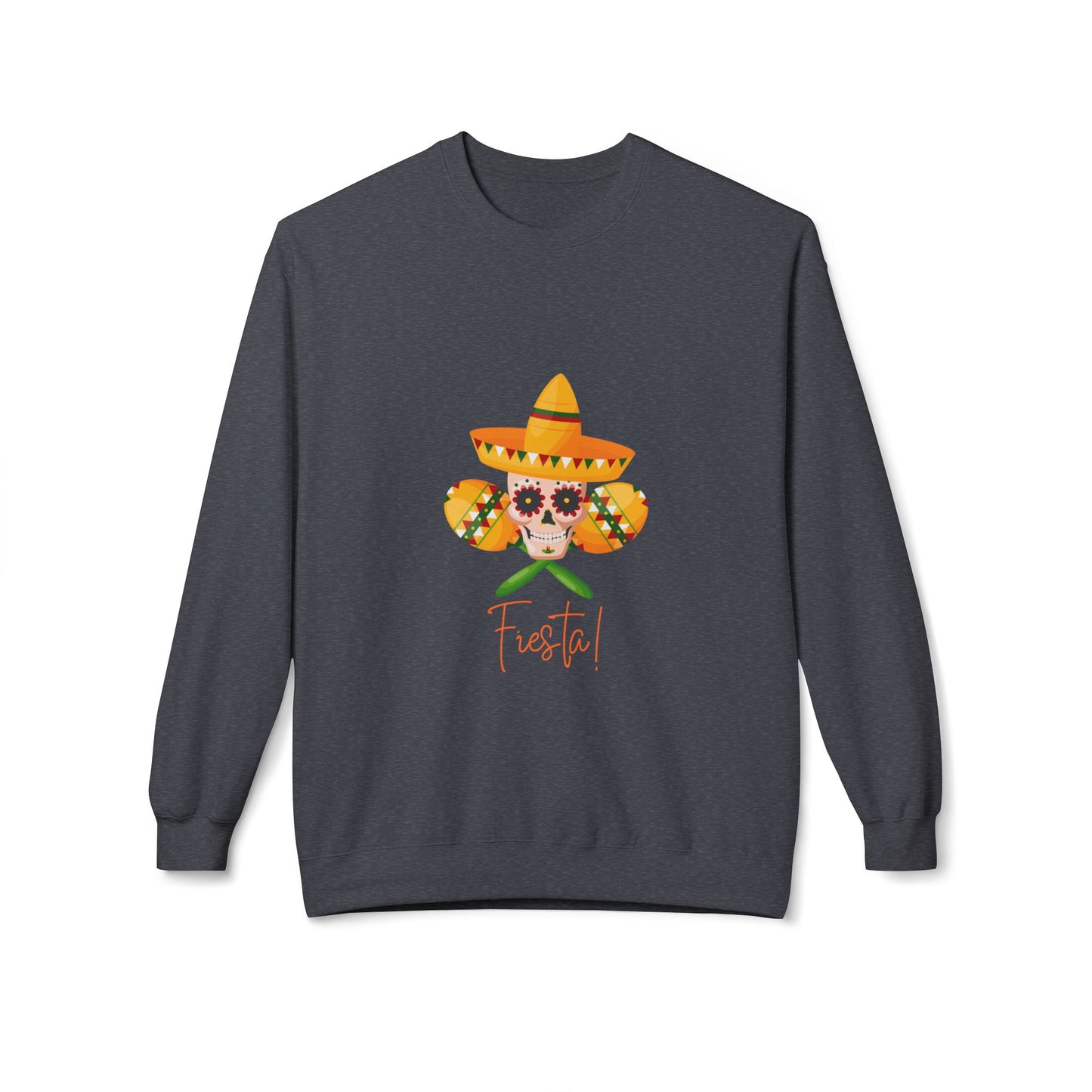 Fiesta Skull Maracas Unisex Midweight Softstyle Fleece Crewneck Sweatshirt