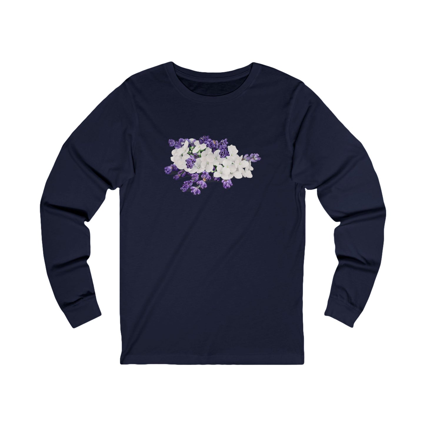 Purple White Flowers Unisex Jersey Long Sleeve Tee