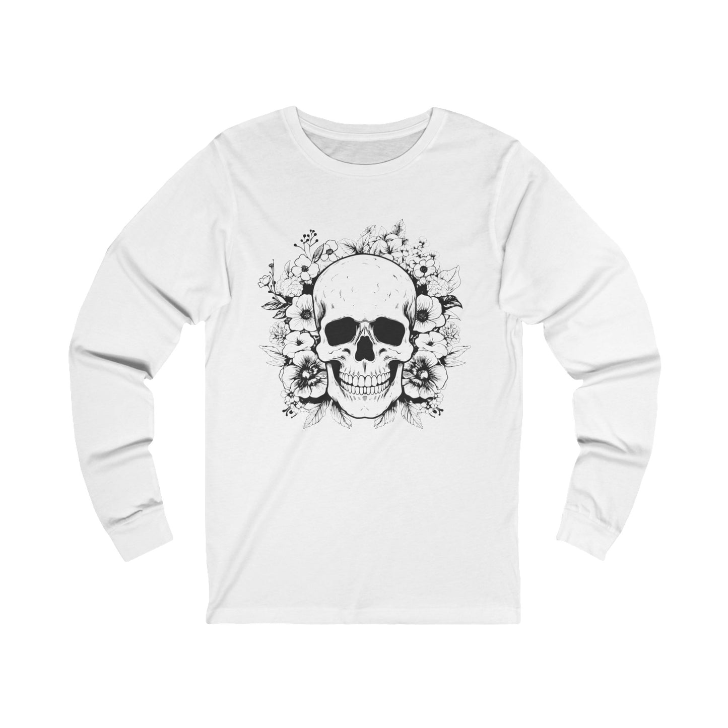 Inked Skull Flowers II Unisex Jersey Long Sleeve Tee