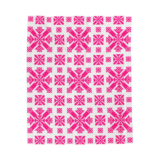 Pink Argyle Snowflake Velveteen Plush Blanket