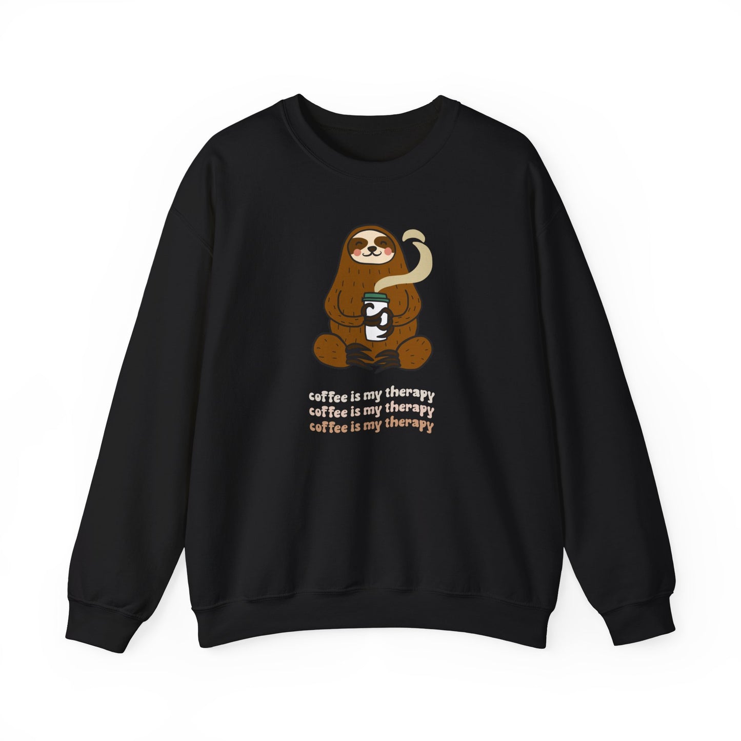 Coffee Therapy Sloth Mental Health Unisex Heavy Blend™ Crewneck Sweatshirt