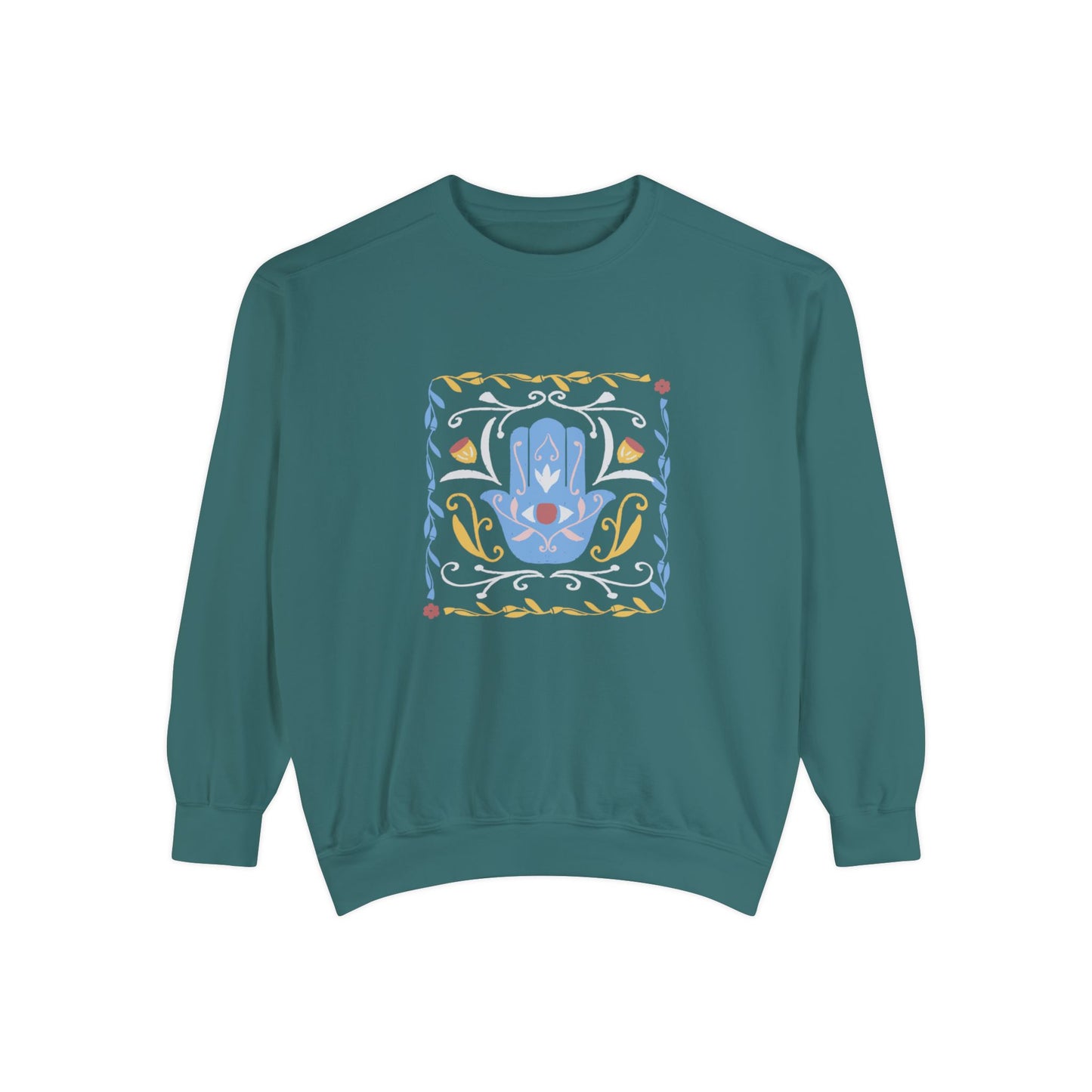 Hamsa Vines Unisex Garment-Dyed Sweatshirt