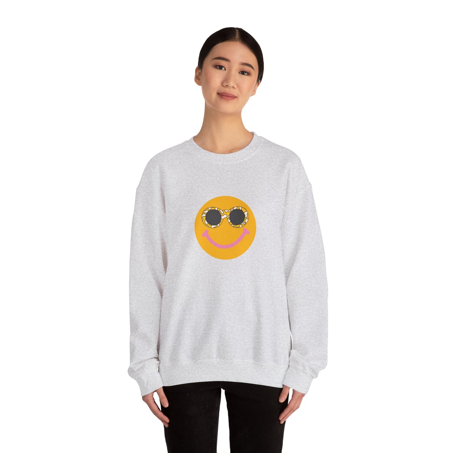 Hippy Happy Face Unisex Heavy Blend™ Crewneck Sweatshirt