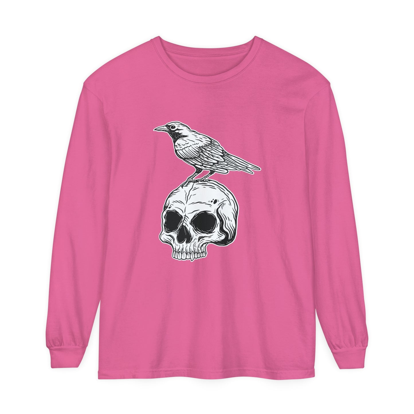 Raven Skull Unisex Garment-dyed Long Sleeve T-Shirt