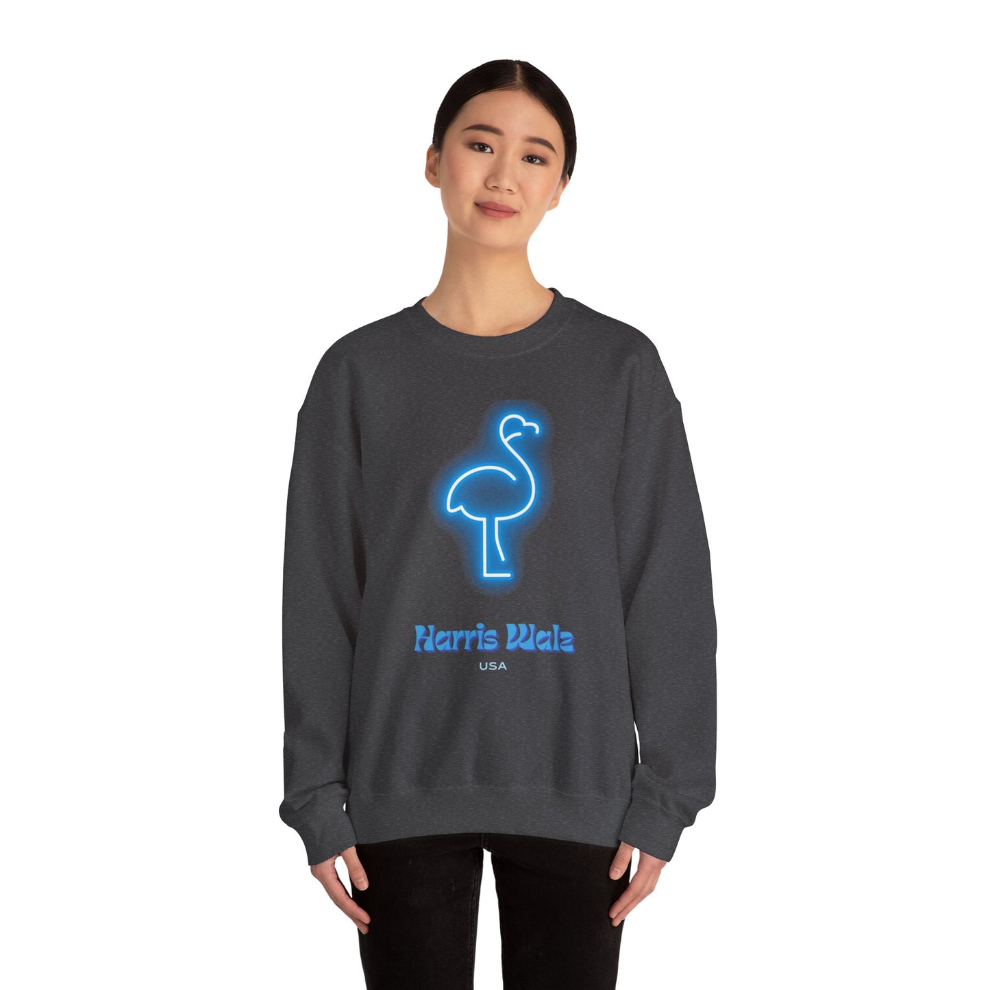 Neon Harris Walz Flamingo Unisex Heavy Blend™ Crewneck Sweatshirt