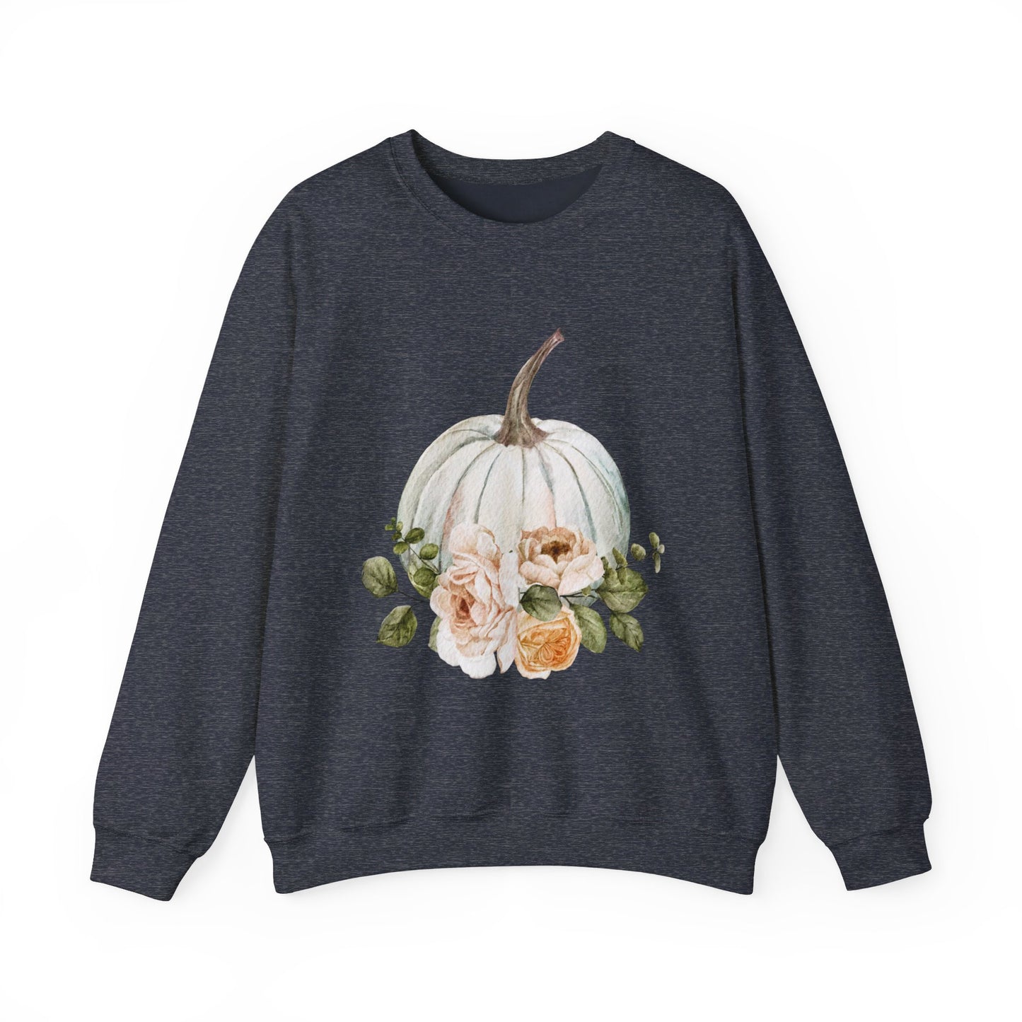 White Floral Pumpkin Unisex Heavy Blend™ Crewneck Sweatshirt