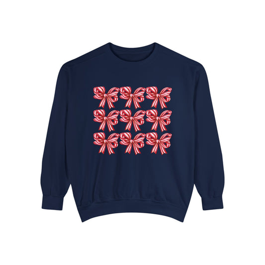 Holiday Bows Unisex Garment-Dyed Sweatshirt