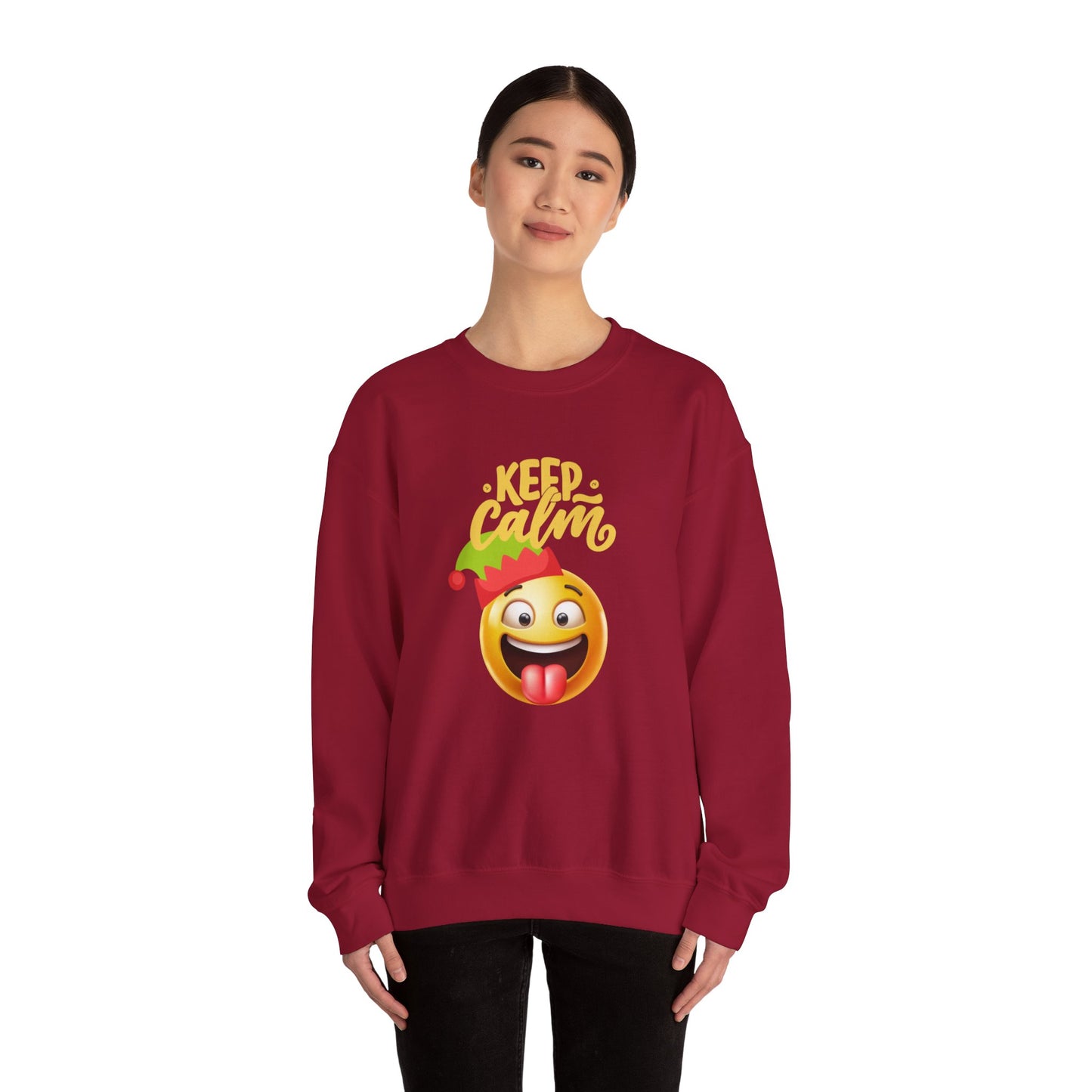 Keep Calm Emoji Christmas Unisex Heavy Blend™ Crewneck Sweatshirt