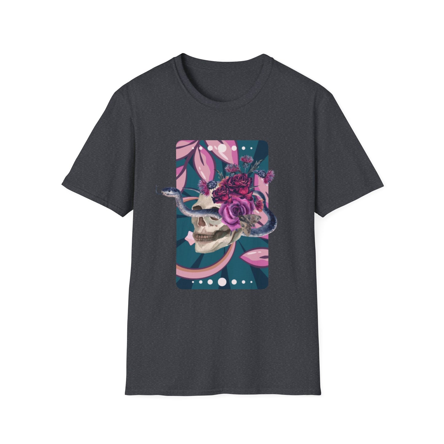 Floral Snake Skull Unisex Softstyle T-Shirt