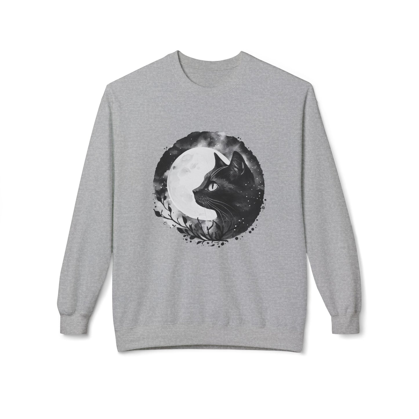 Moon Cat Unisex Midweight Softstyle Fleece Crewneck Sweatshirt