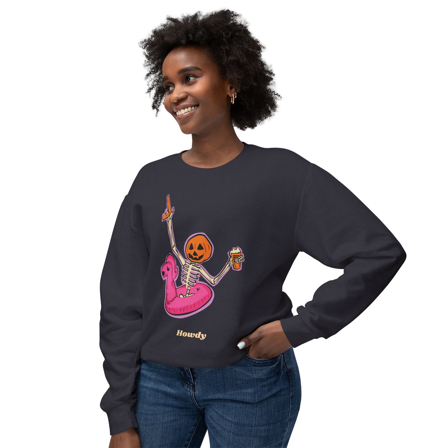 Howdy Jack Flamingo Unisex Lightweight Crewneck Sweatshirt