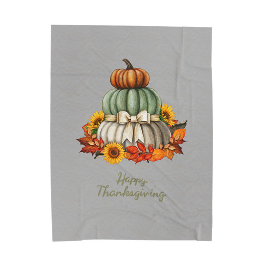 Happy Thanksgiving Velveteen Plush Blanket