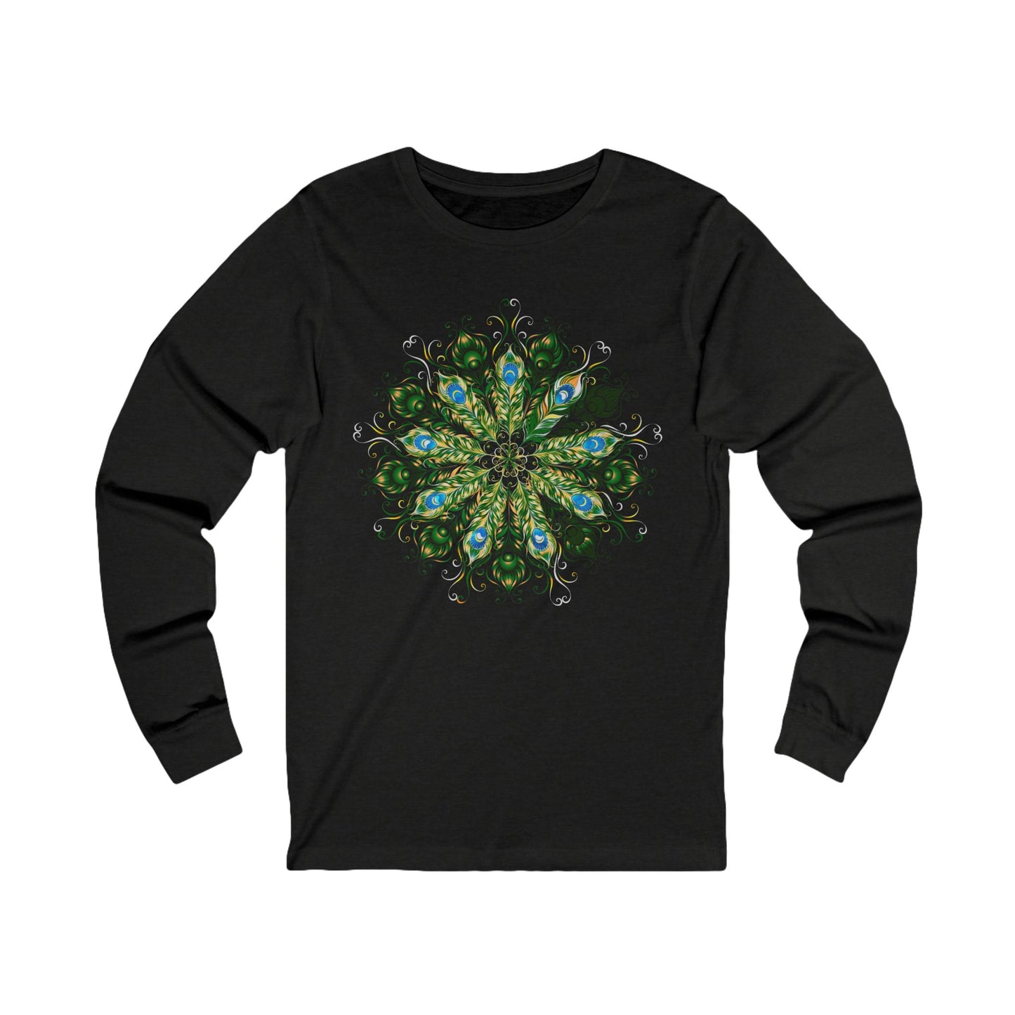 Peacock Feather Mandala Unisex Jersey Long Sleeve Tee