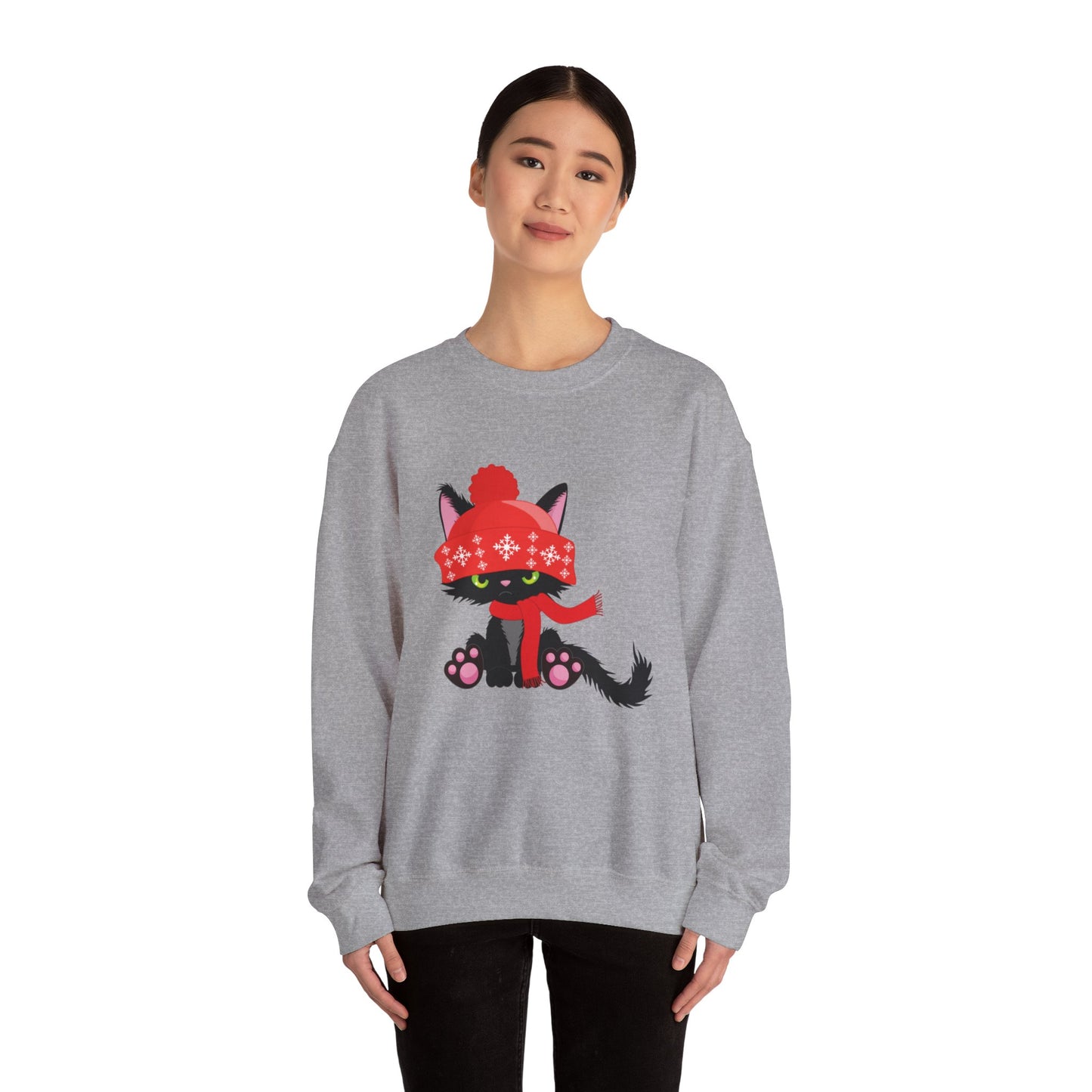 Cold Black Kitty Unisex Heavy Blend™ Crewneck Sweatshirt