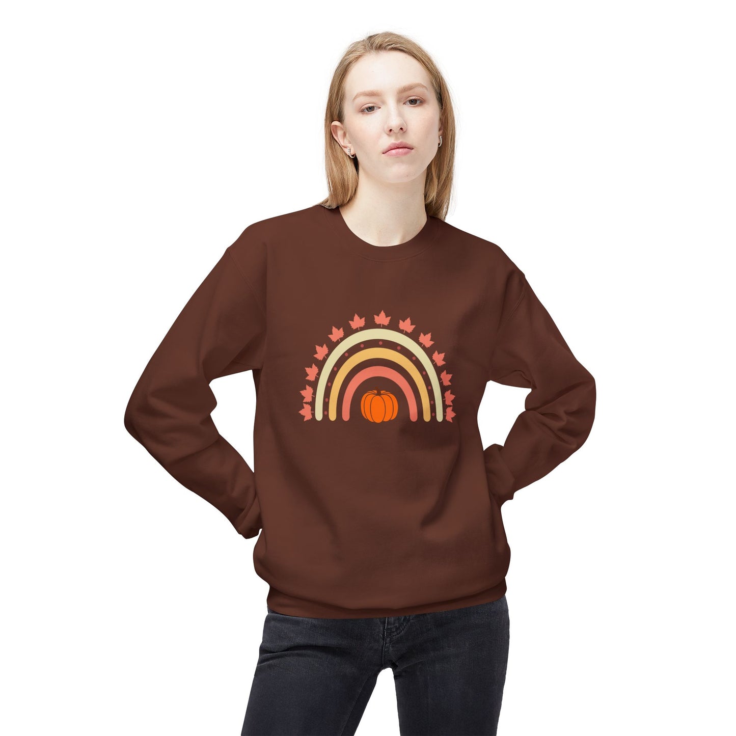 Rainbow Thanksgiving Unisex Midweight Softstyle Fleece Crewneck Sweatshirt