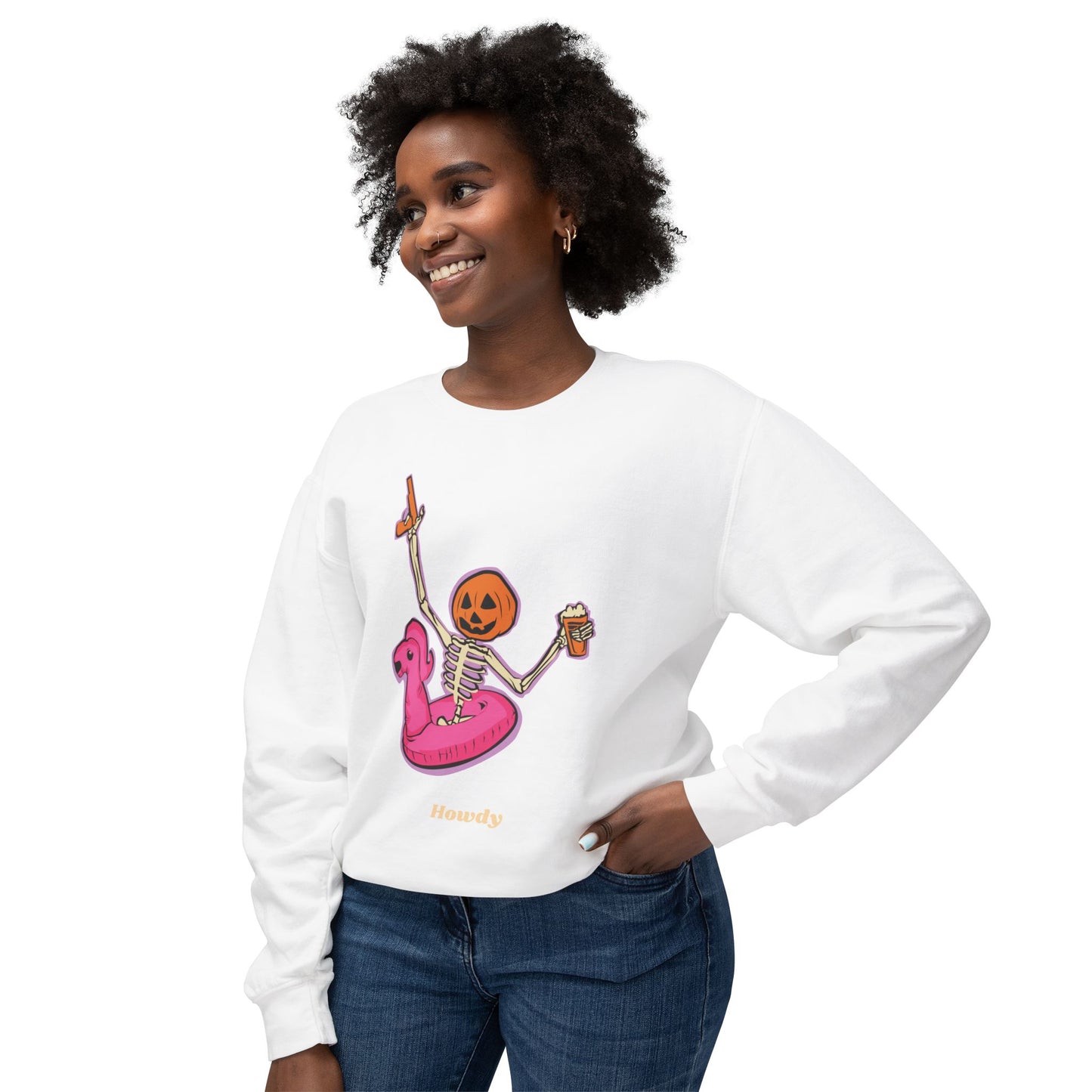 Howdy Jack Flamingo Unisex Lightweight Crewneck Sweatshirt