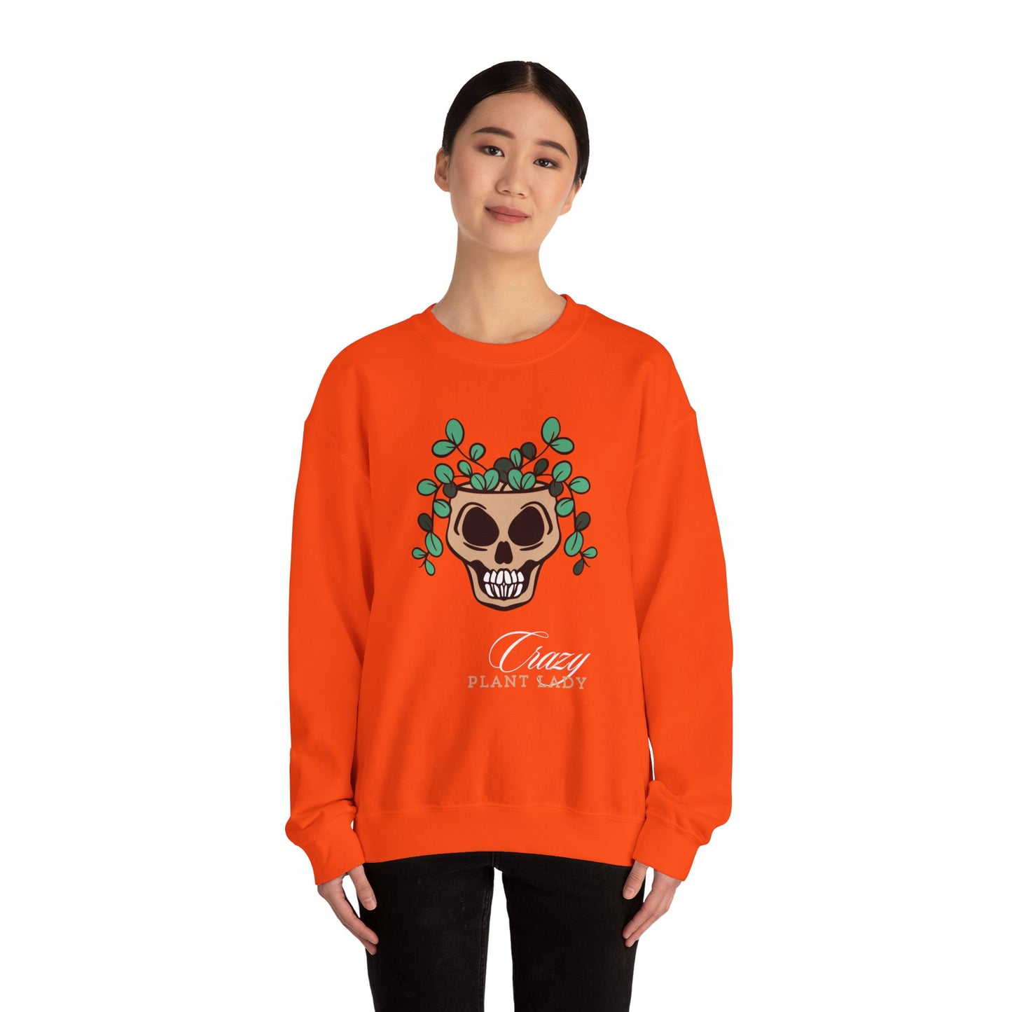 Crazy Plant Lady Skull Unisex Heavy Blend™ Crewneck Sweatshirt