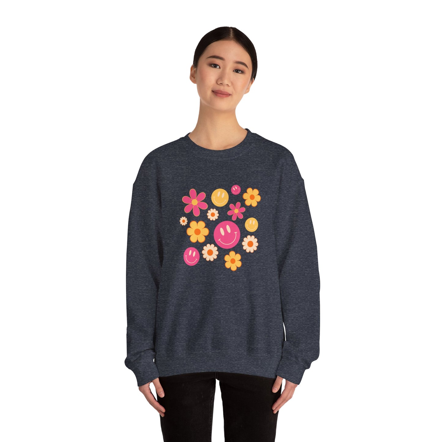 The 70’s Happy Floral Unisex Heavy Blend™ Crewneck Sweatshirt