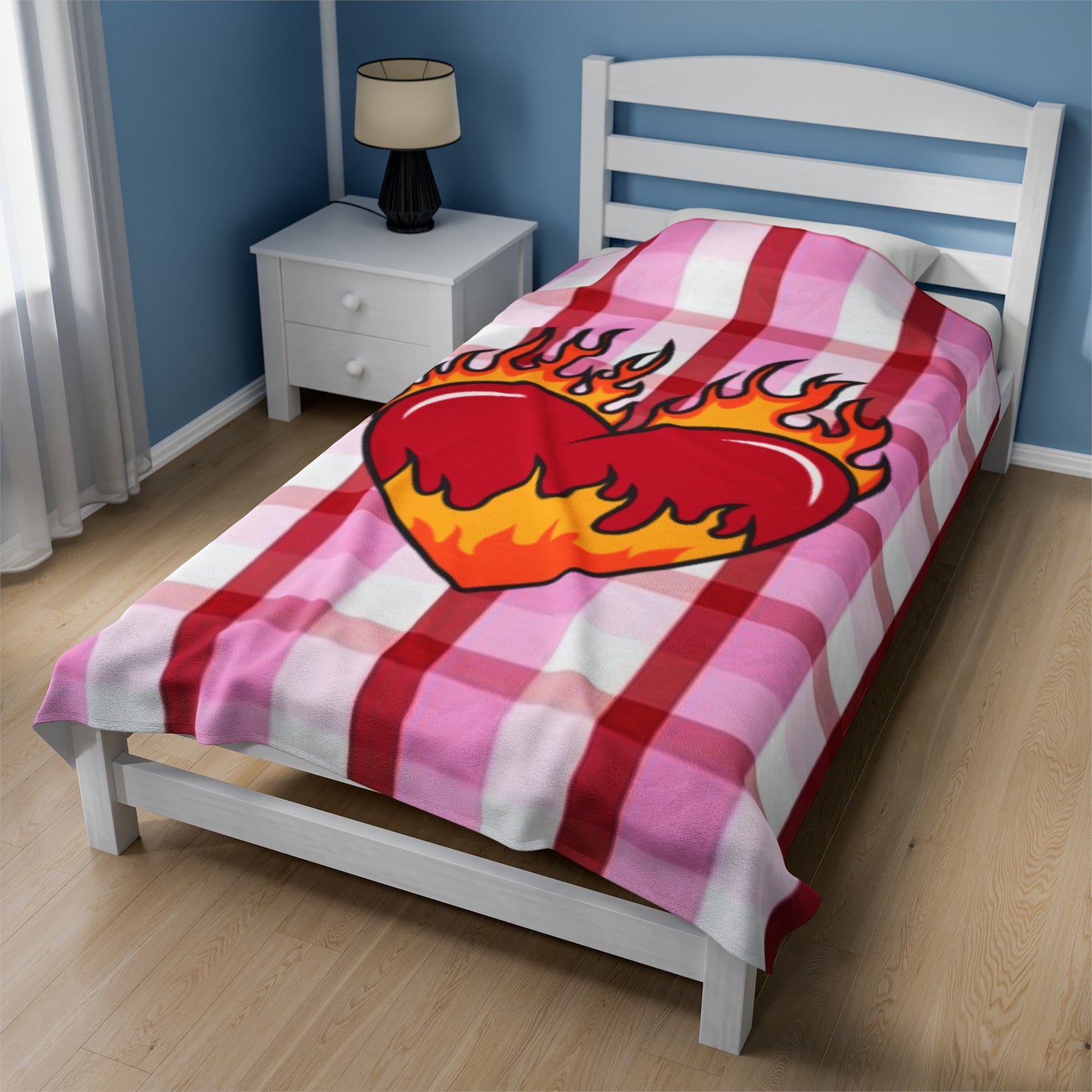 Burning Heart Valentine Velveteen Plush Blanket