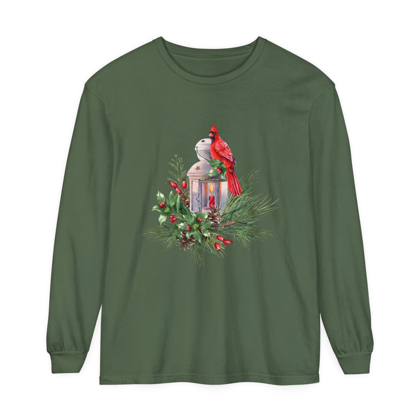 Winter Cardinal Unisex Garment-dyed Long Sleeve T-Shirt