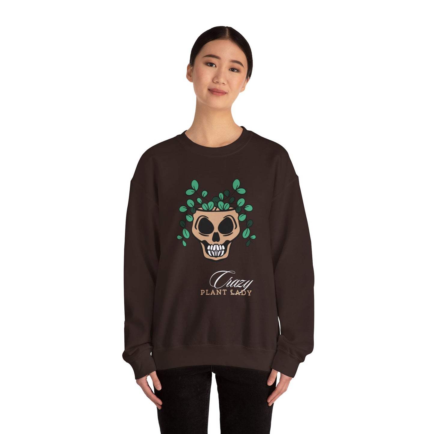 Crazy Plant Lady Skull Unisex Heavy Blend™ Crewneck Sweatshirt